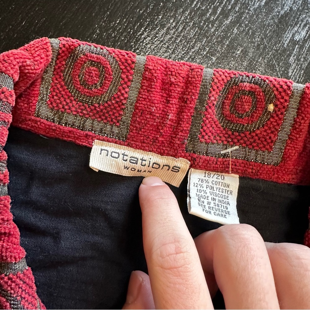Vintage Notations Size 20 XXL 2X Red Blue Tribal Blazer Unique Grandma Chic - Picture 2 of 7